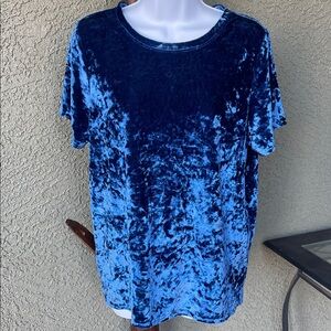 No.016 Luxurious Velvet Short Sleeve Top in Rich Blue size L